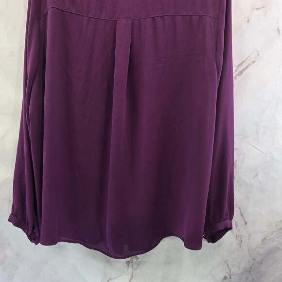 Torrid Shirt Women 3 3X Purple Blouse Popover Button Up V Notch Long Sleeve - Picture 7 of 12